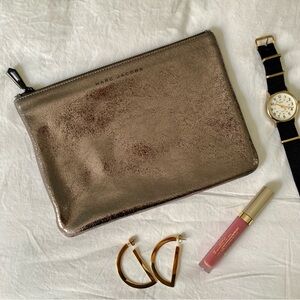 Marc Jacobs for Target & Neiman Marcus Gunmetal Metallic Leather Pouch Clutch